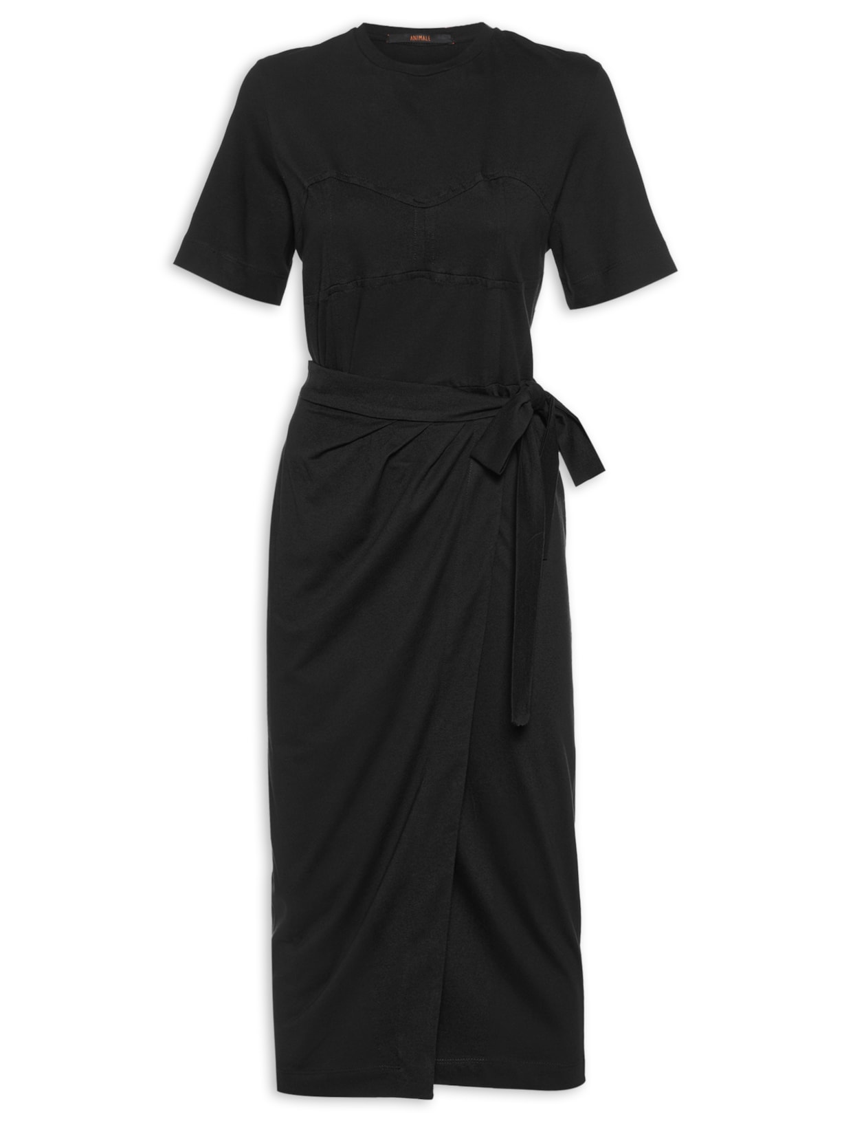 Vestido Malha Pareô Pesponto - Preto