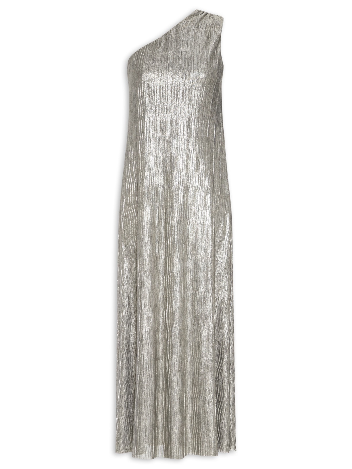 Vestido Malha Plissado - Prata