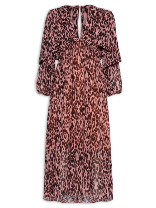 Vestido Manga Camada Onça Nite Color - Animal Print