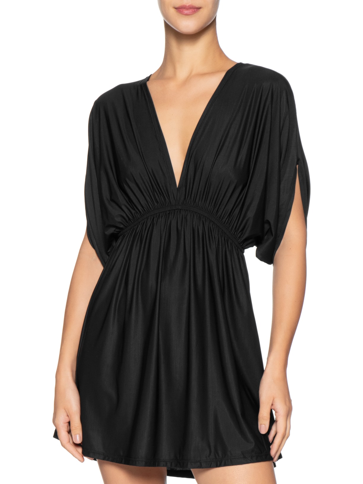 Vestido Manga Curta Liso Preto Cia Marítima