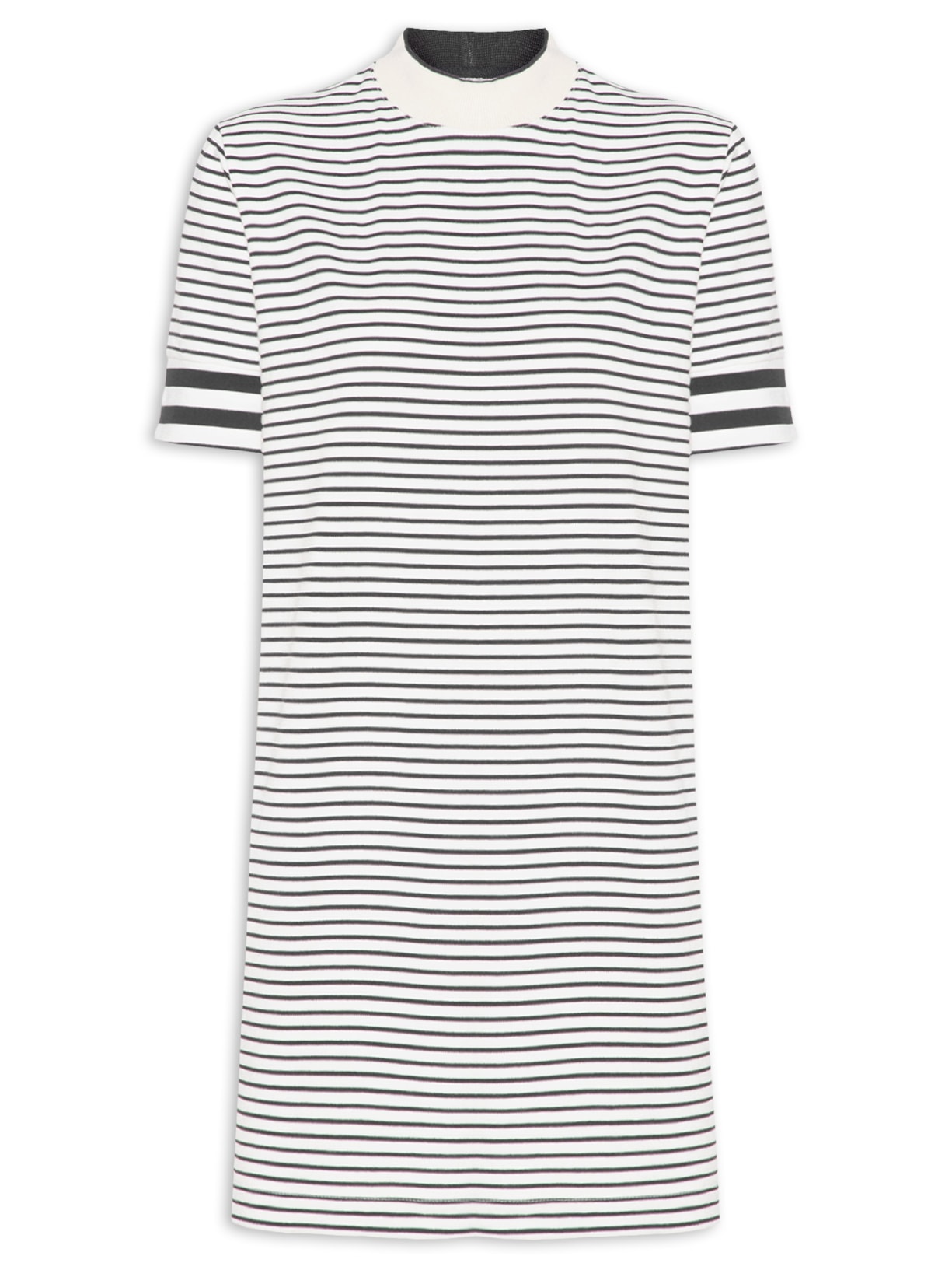 Vestido Manga Curta Listrado Branco Calvin Klein Jeans