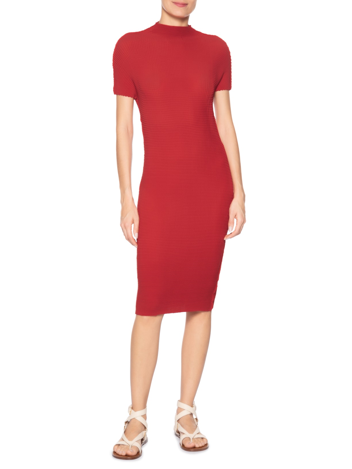 Vestido Manga Curta Midi Pixel Vermelho Osklen