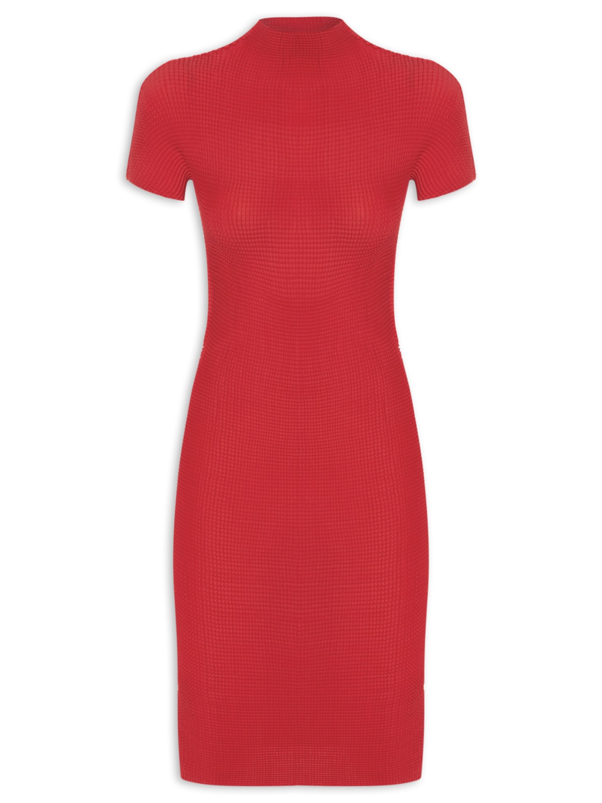 Vestido Manga Curta Midi Pixel Vermelho Osklen