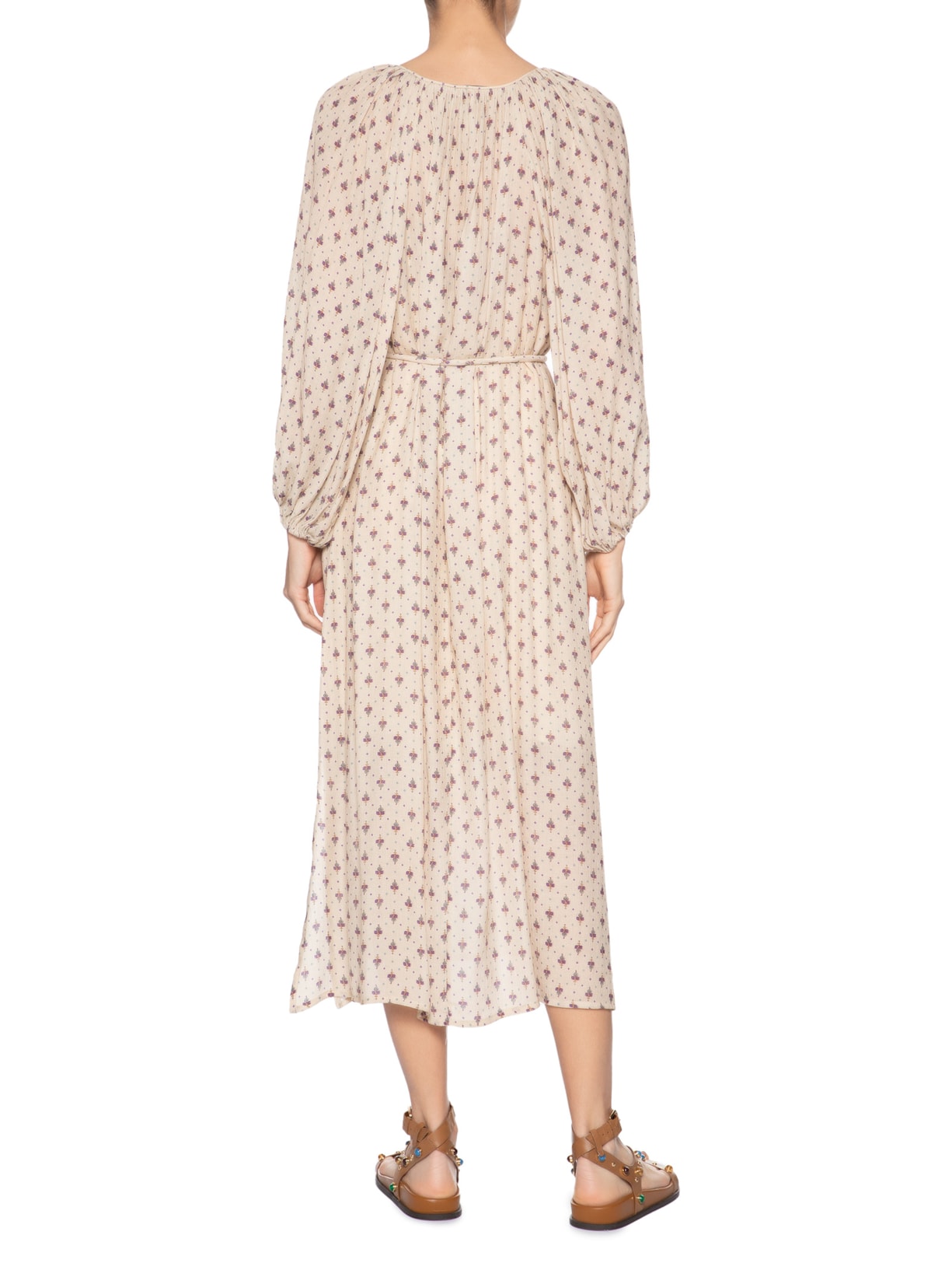 Vestido Manga Estampa Zaz Bege Maria Filó