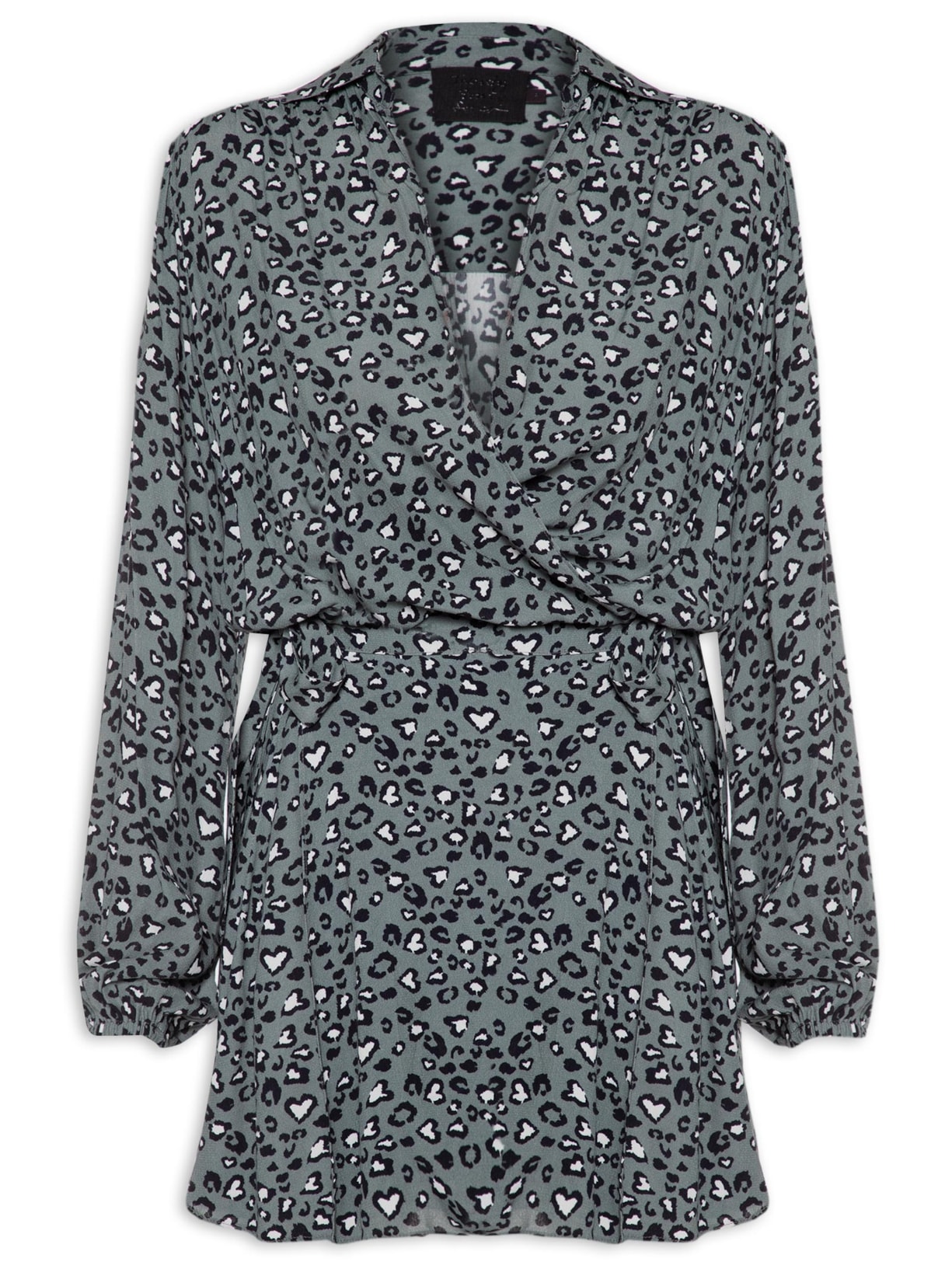 Vestido Manga Longa Animal Heart - Cinza