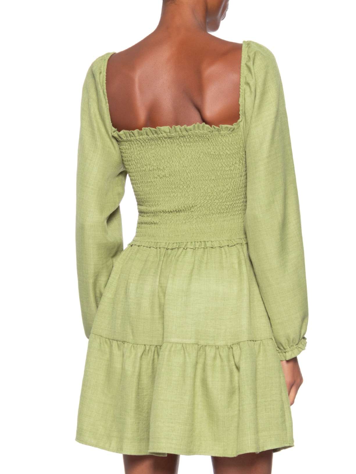 Vestido Manga Longa com Lastex – Verde Market 33