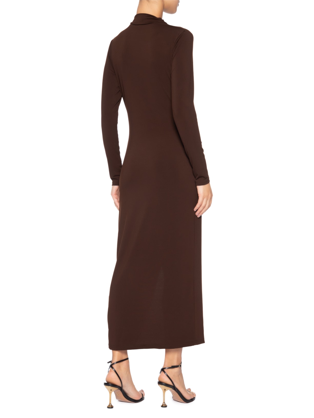 Vestido Manga Longa Com Transpasse Marrom '2Essential