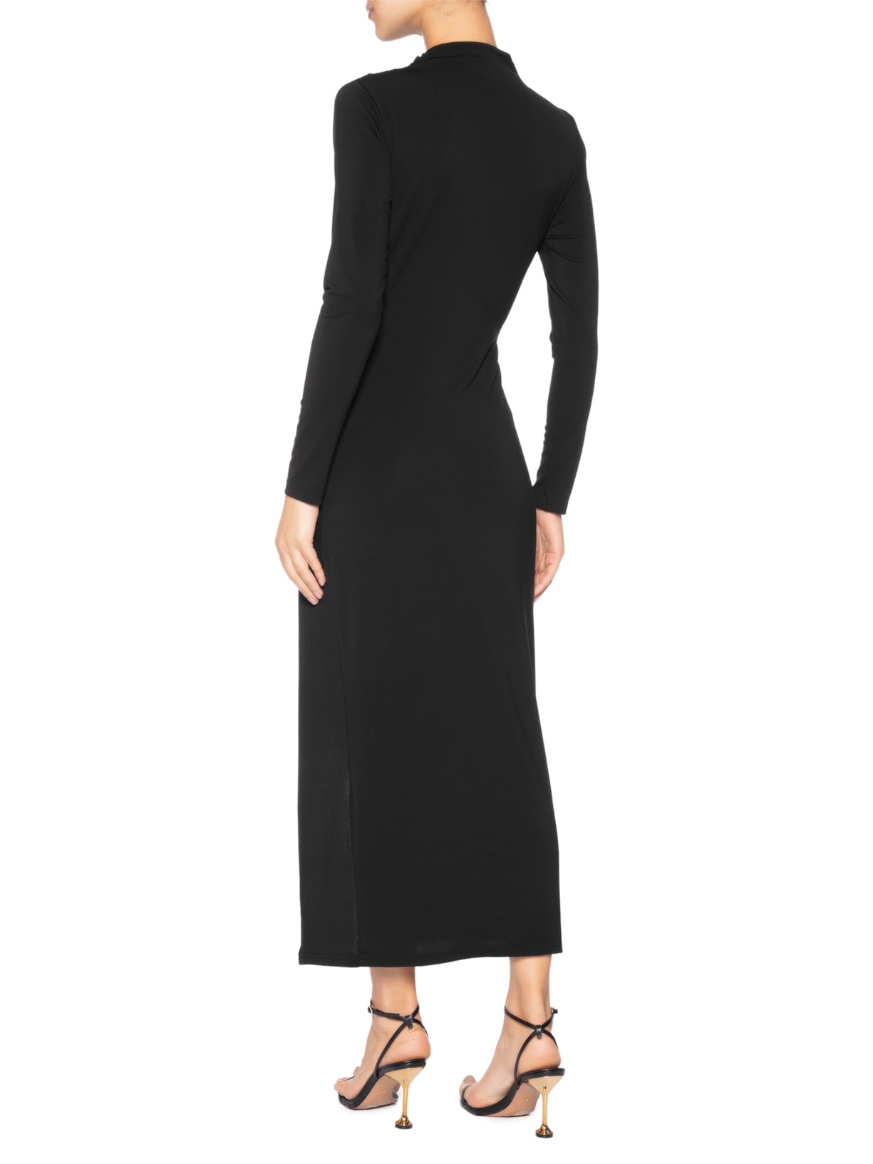 Vestido Manga Longa Com Transpasse Preto '2Essential