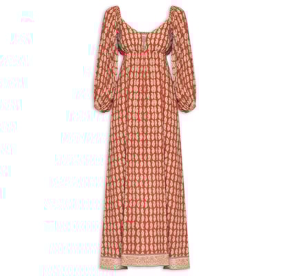 Vestido Manga Longa Estampado Pepper - Vermelho