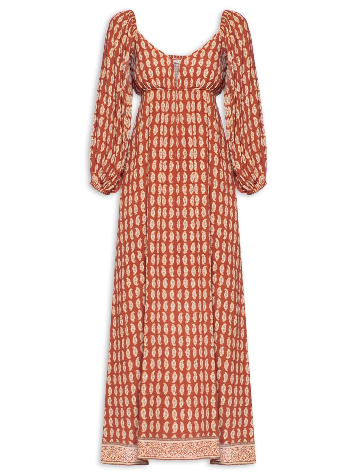 Vestido Manga Longa Estampado Pepper - Vermelho