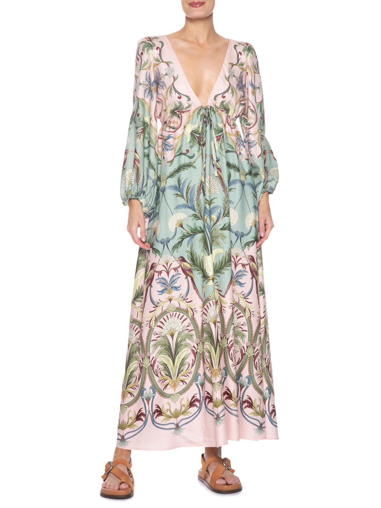 Vestido Manga Longa Florescer Verde Farm