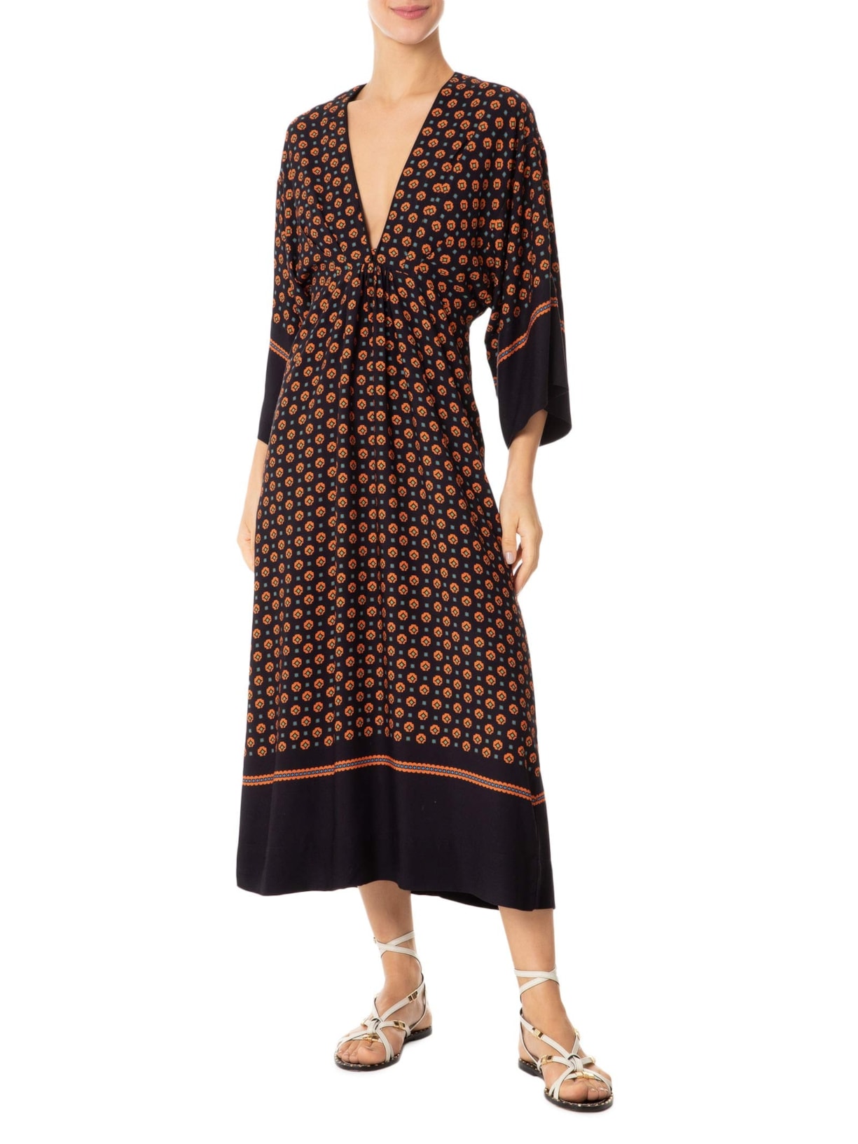 Vestido Manga Longa Gravataria Icone Preto Animale