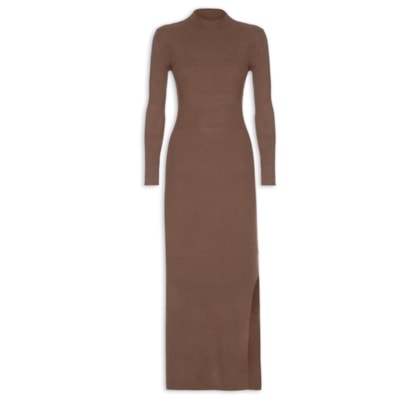 Vestido Manga Longa - Marrom