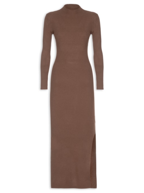 Vestido Manga Longa - Marrom