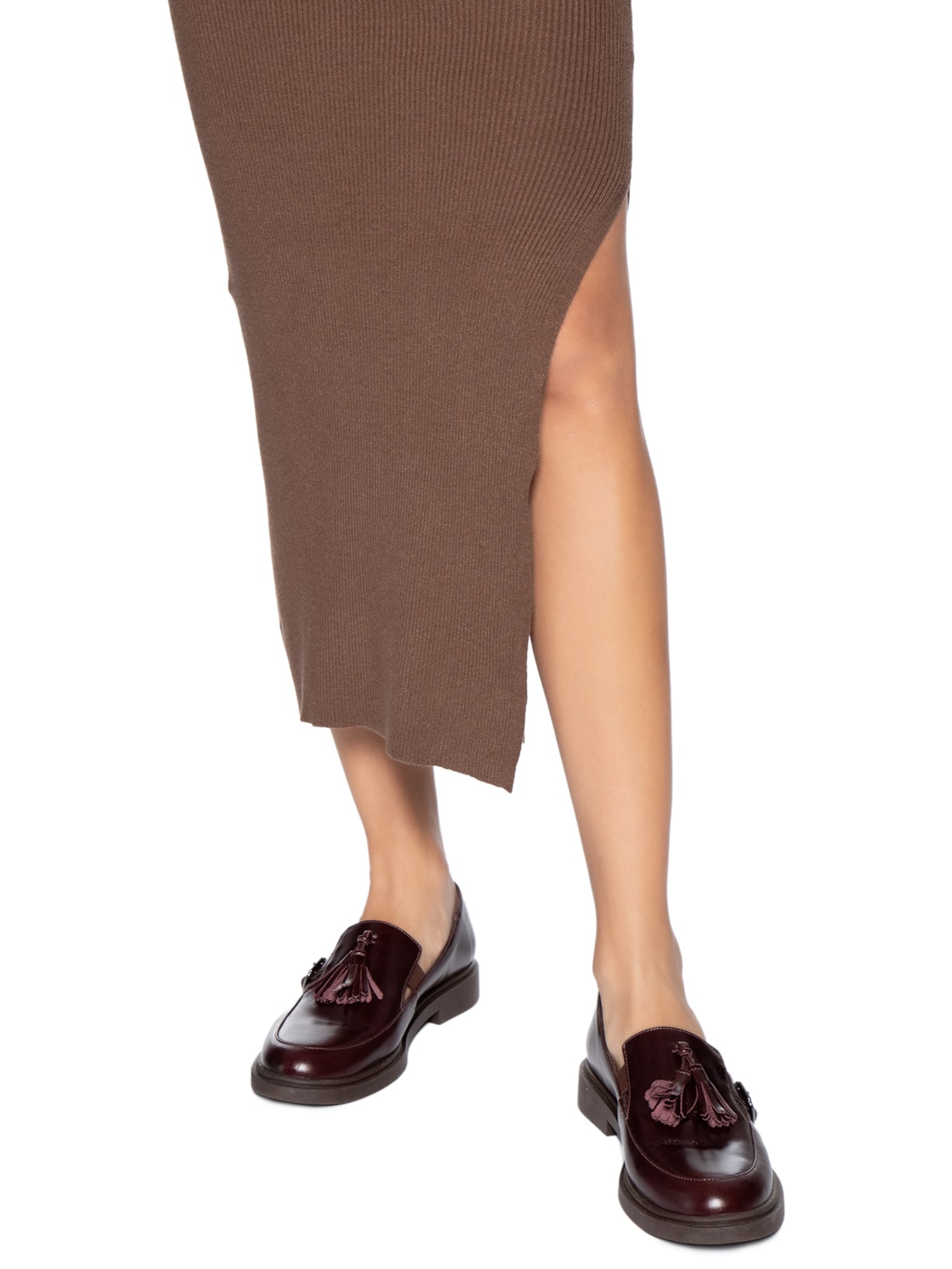 Vestido Manga Longa Marrom Basiq