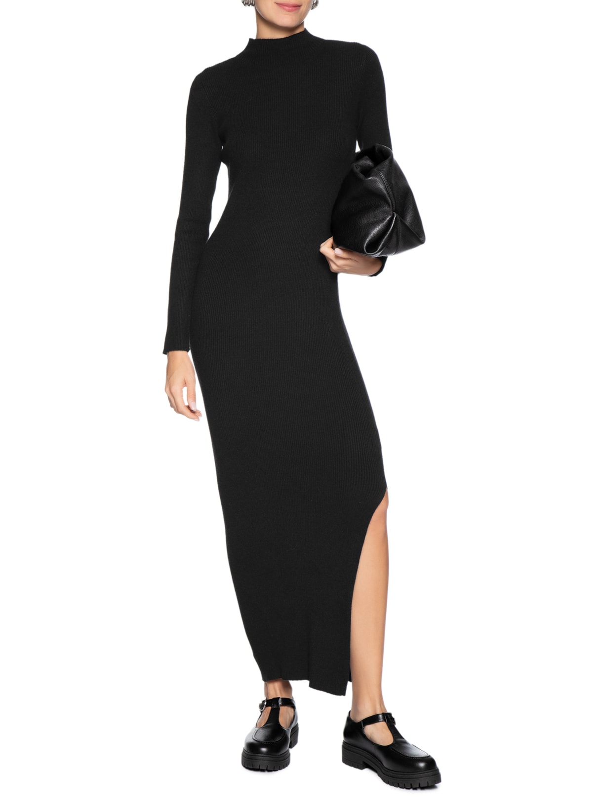 Vestido Manga Longa Preto Basiq