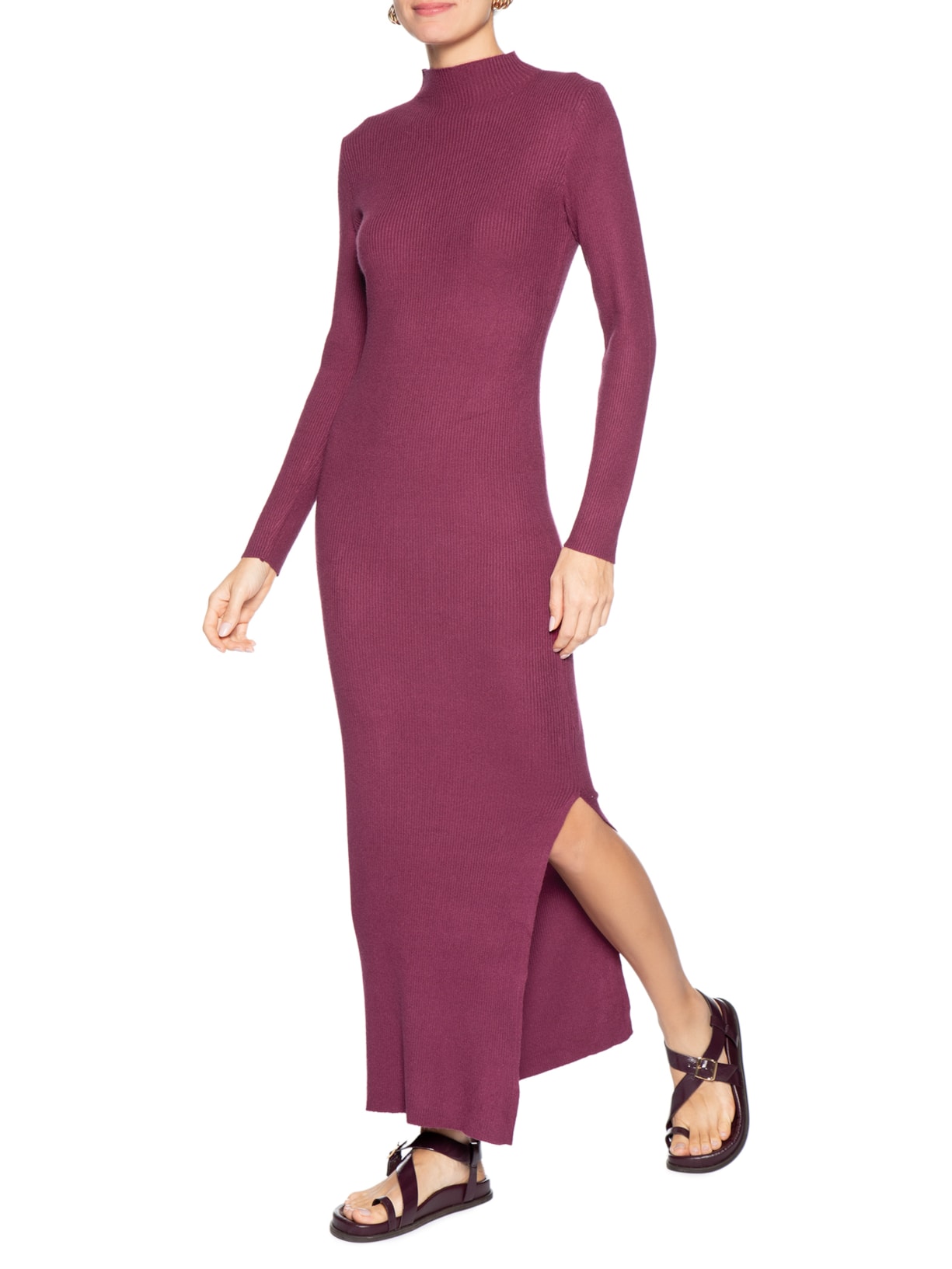 Vestido Manga Longa Vermelho Basiq