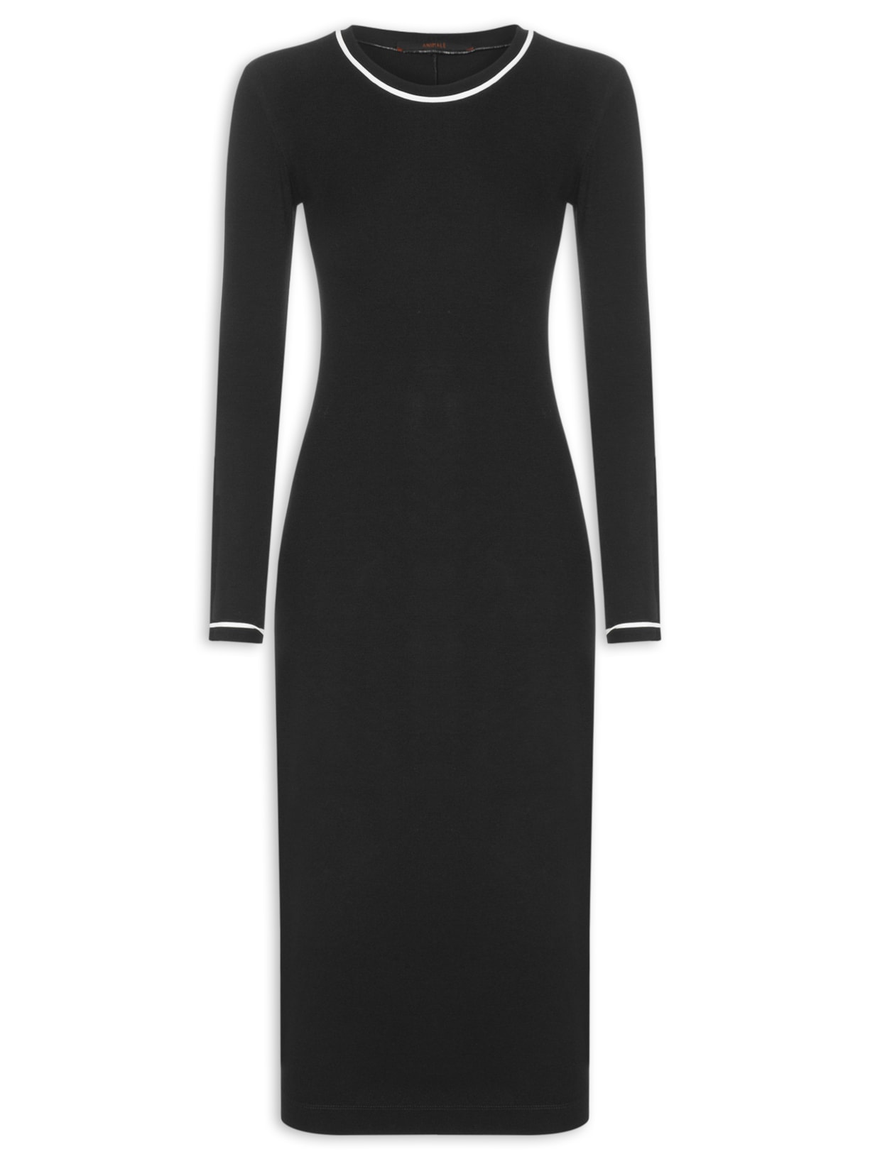 Vestido Manga Longa Vivos P&B Preto Animale