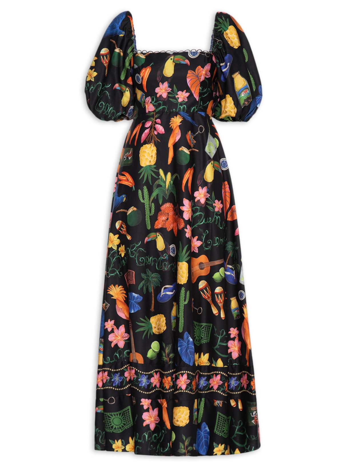 Vestido Mangas Buena Gente - Preto