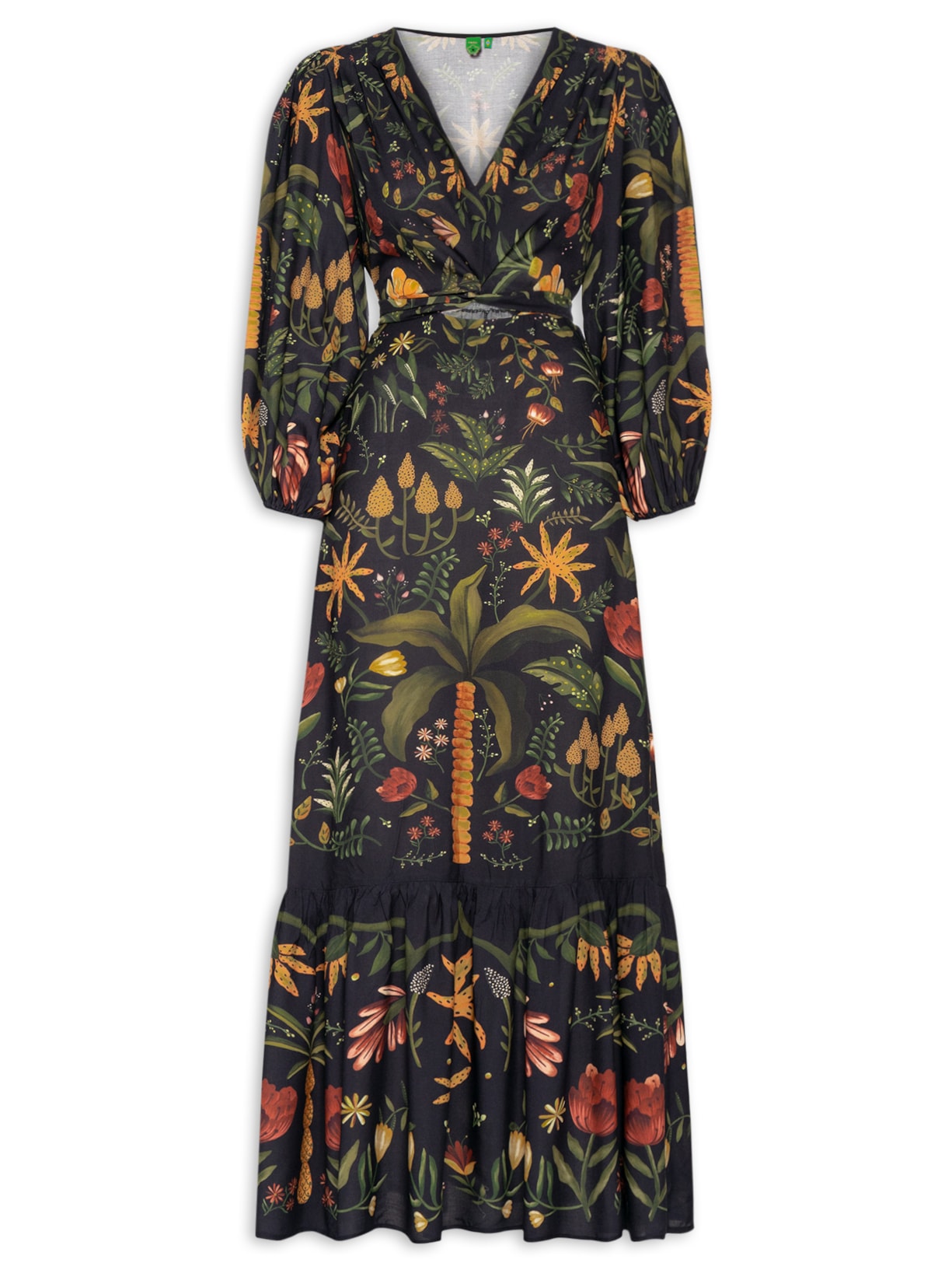 Vestido Mangas Inverno Tropical - Preto