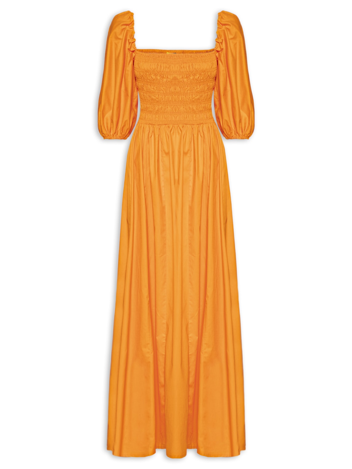 Vestido Mangas Lastex - Laranja