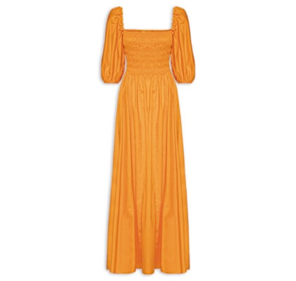 Vestido Mangas Lastex - Laranja