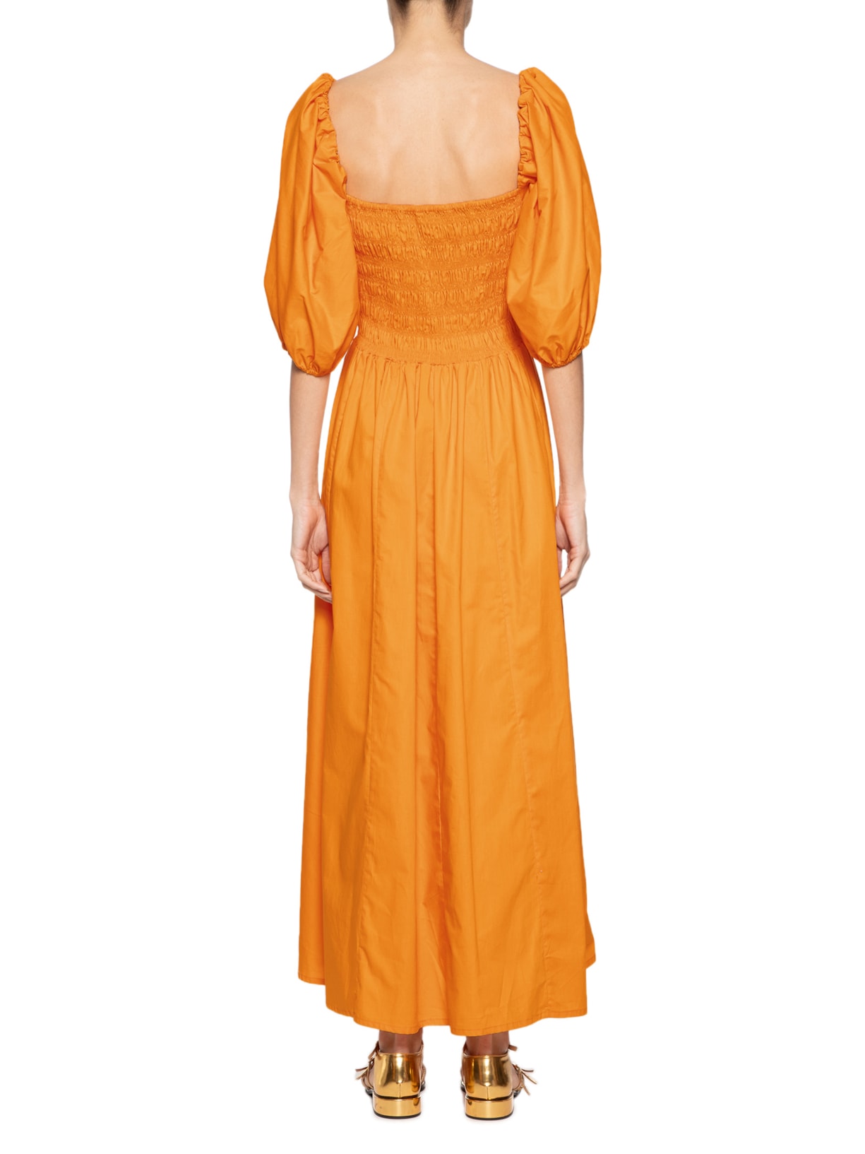 Vestido Mangas Lastex Laranja Farm