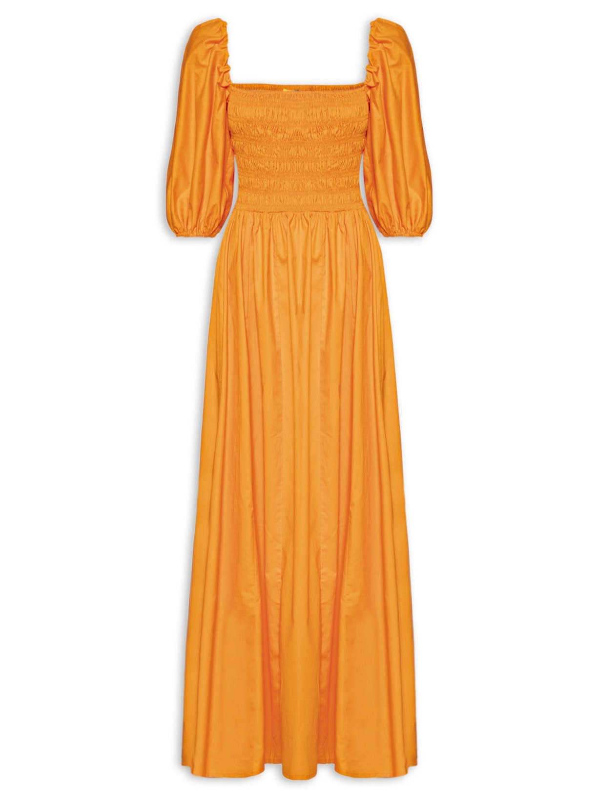 Vestido Mangas Lastex - Laranja