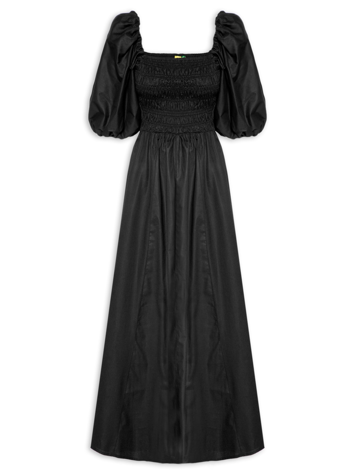 Vestido Mangas Lastex - Preto