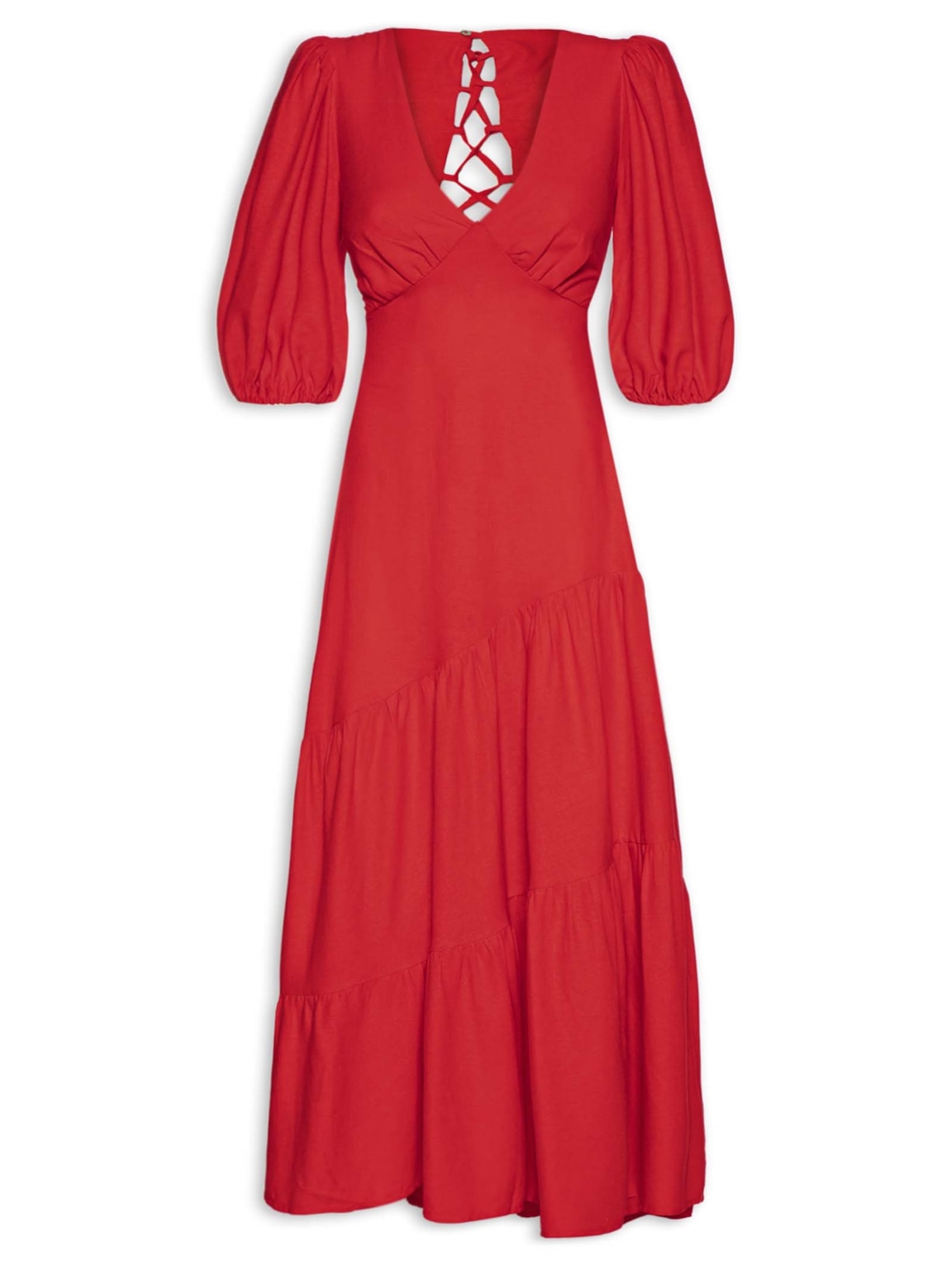 Vestido Mangas Longas Marias - Vermelho