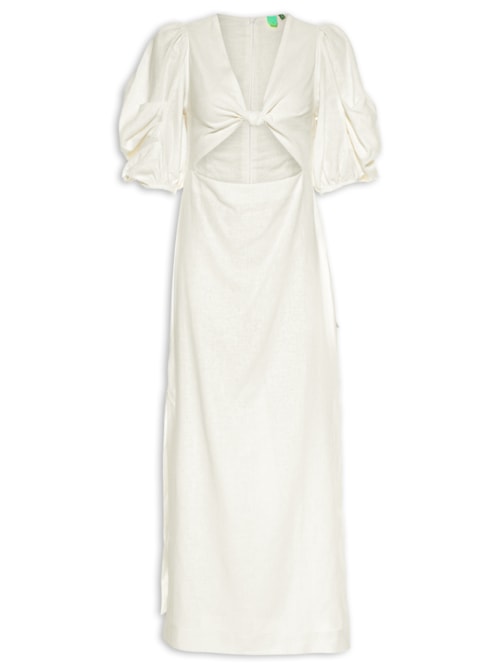 Vestido Mangas Nó Frente - Branco