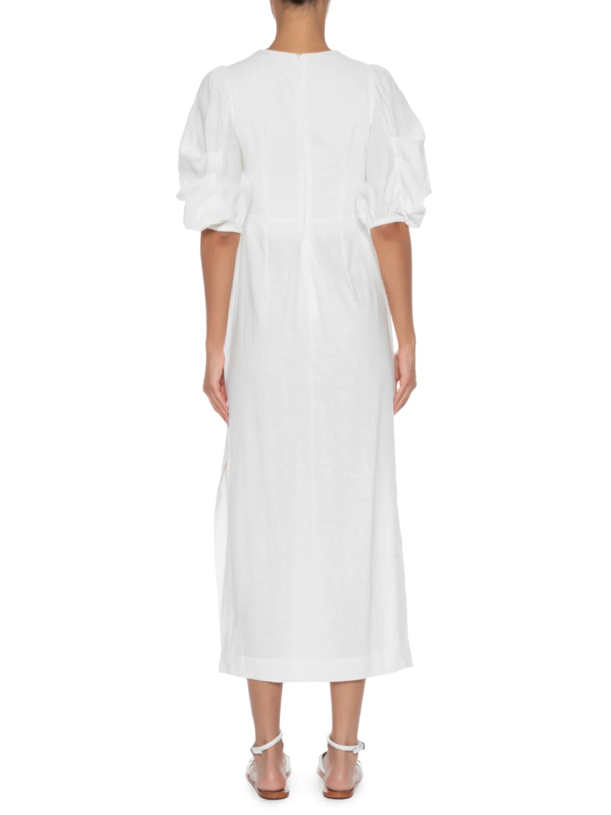 Vestido Mangas Nó Frente Branco Farm