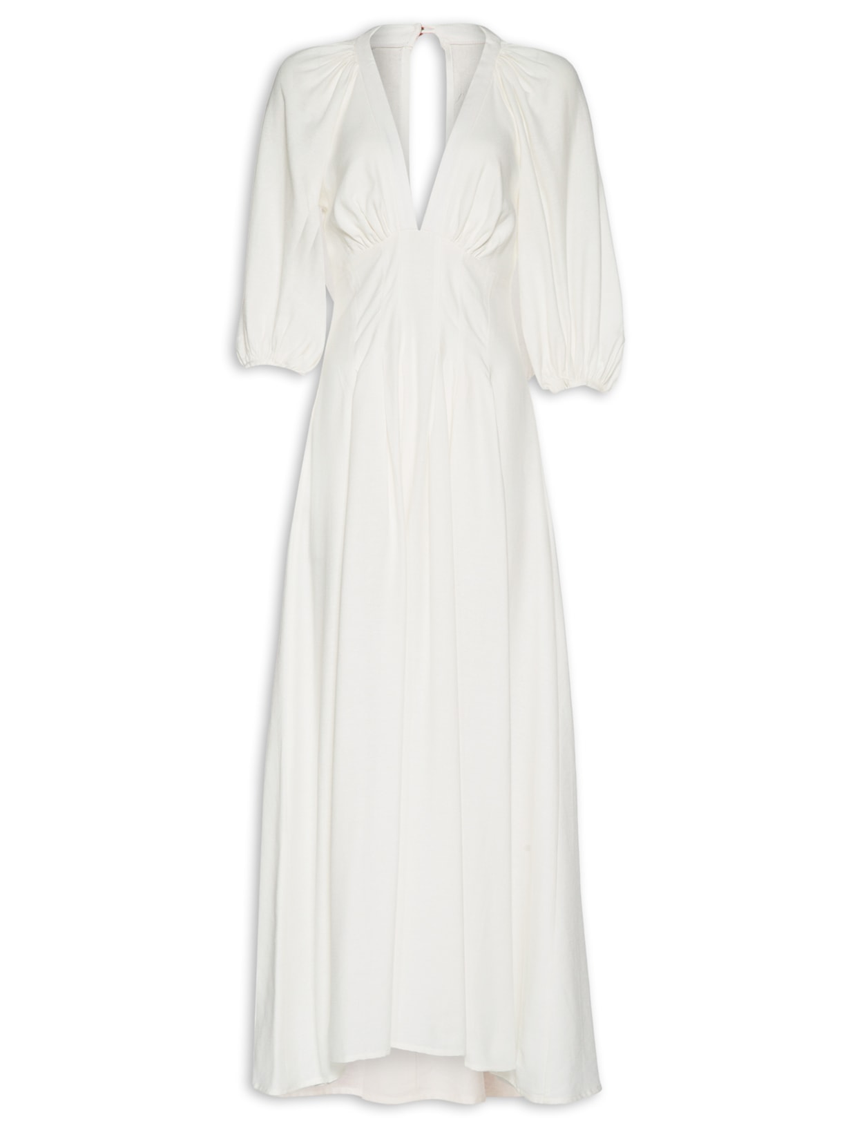 Vestido Mangas Pregas - Branco