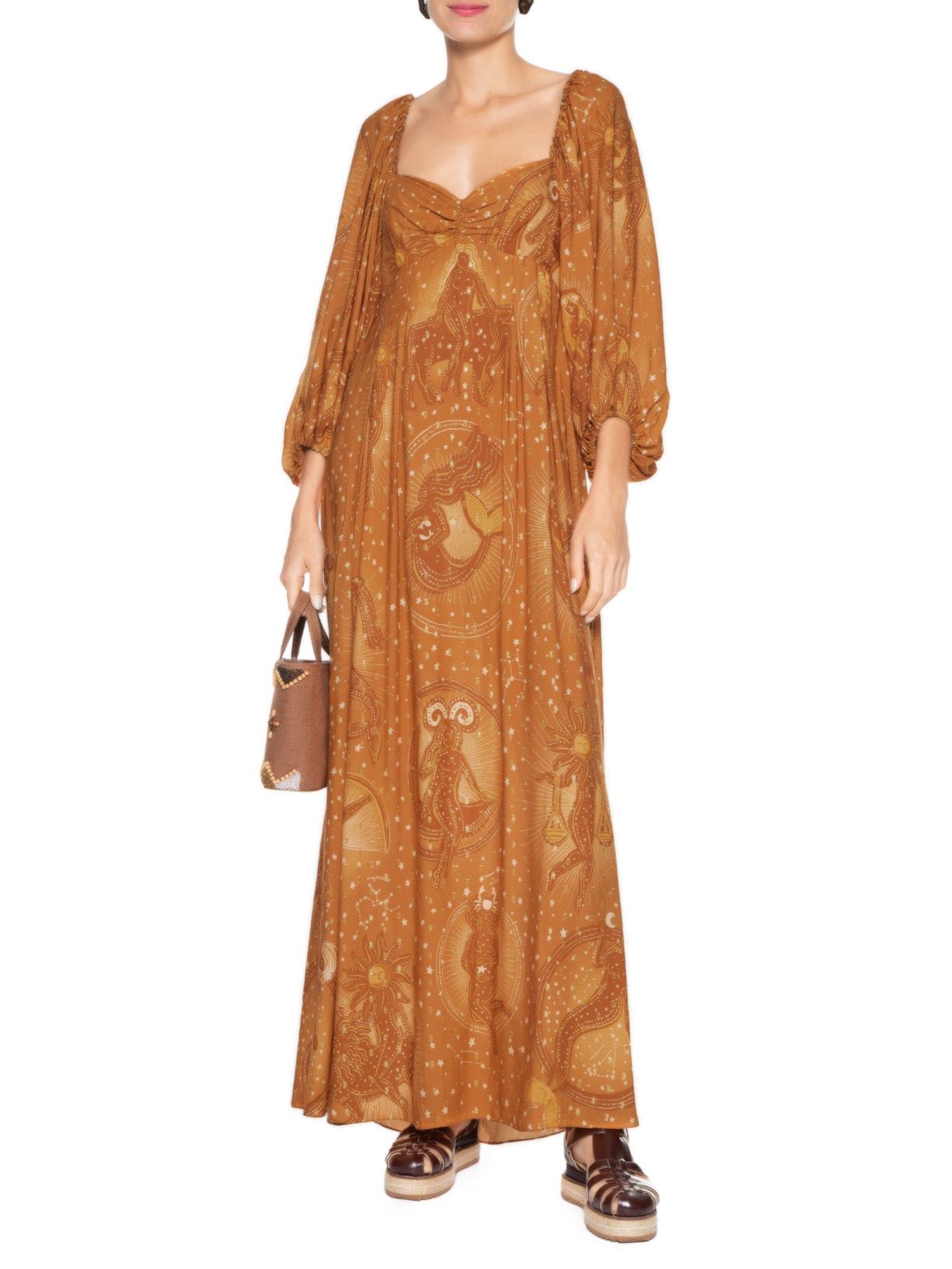 Vestido Mapa Astral Laranja Farm