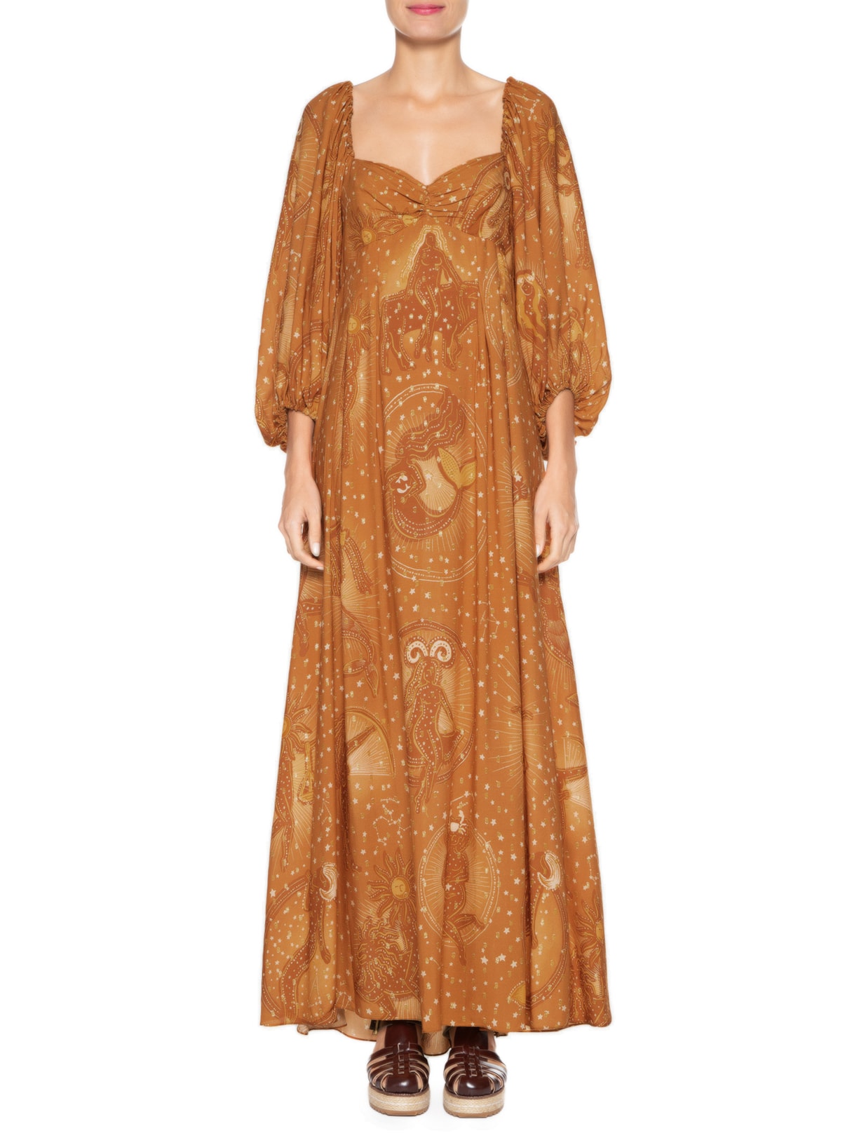 Vestido Mapa Astral Laranja Farm