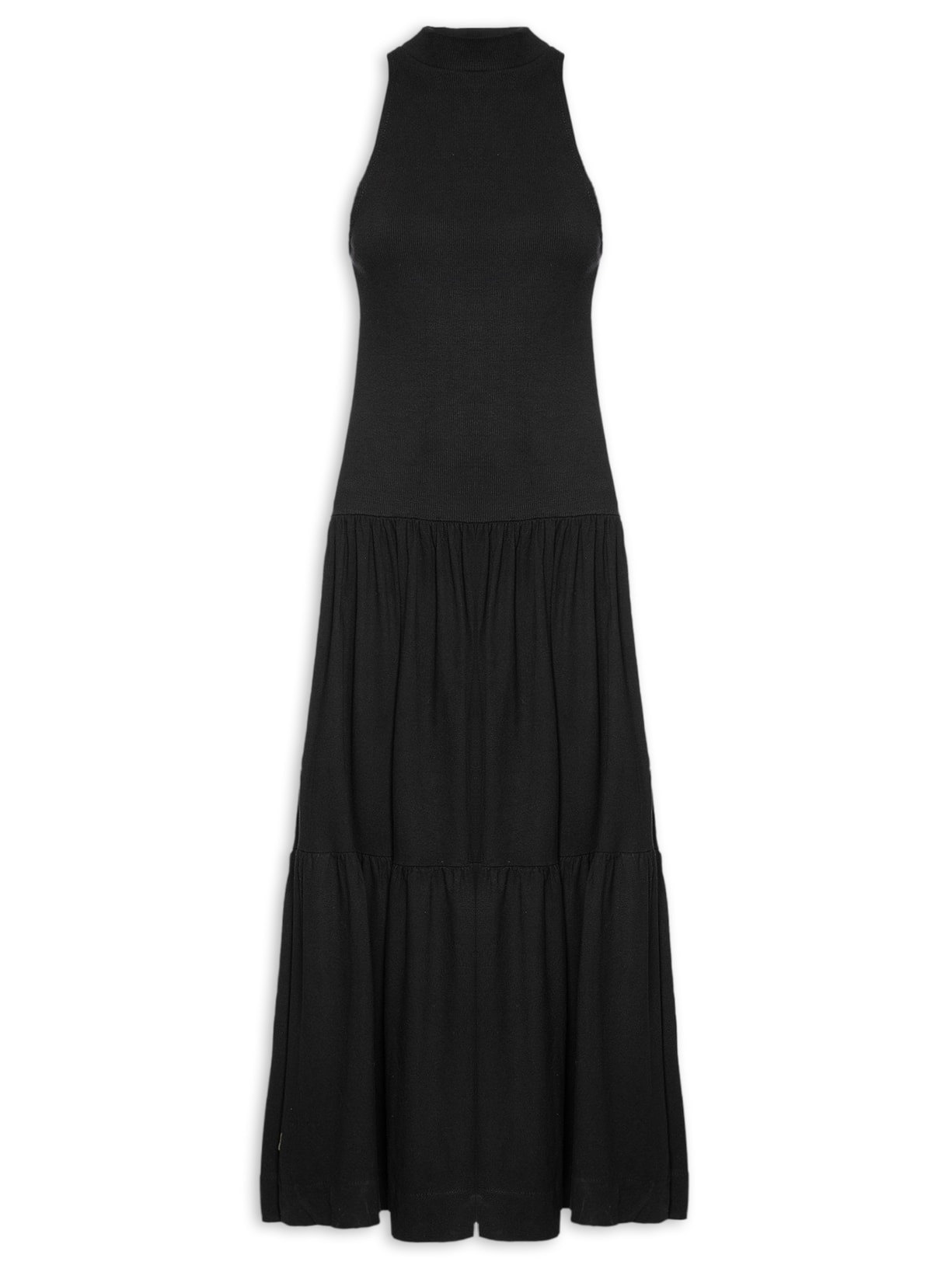 Vestido Maria Gola Rib - Preto