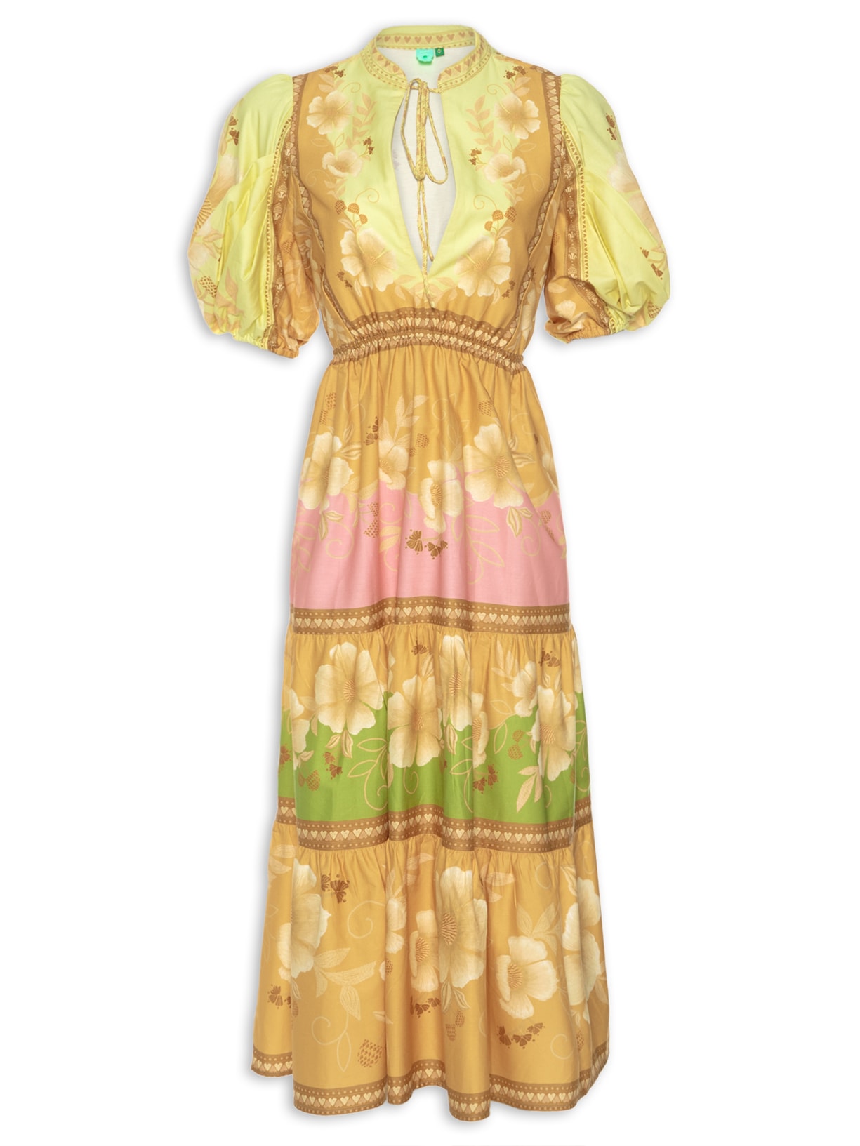 Vestido Marias Floral Veraneio Mult - Amarelo