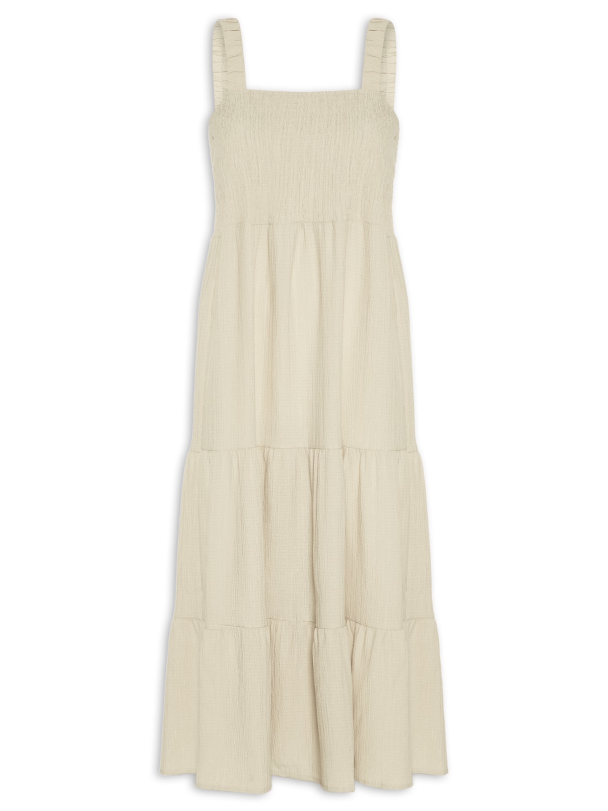 Vestido Marias Franzido Bege Basiq