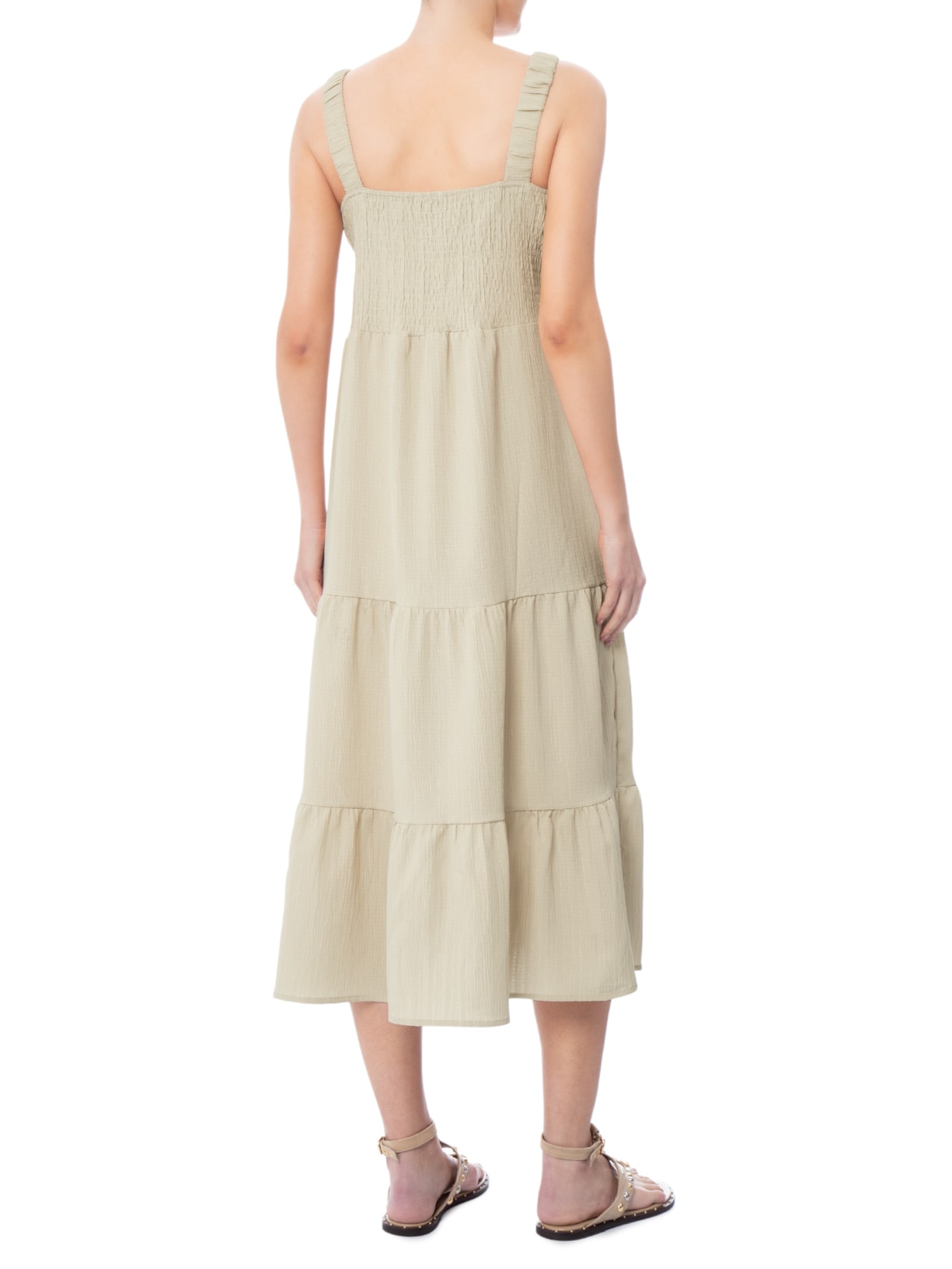 Vestido Marias Franzido Bege Basiq
