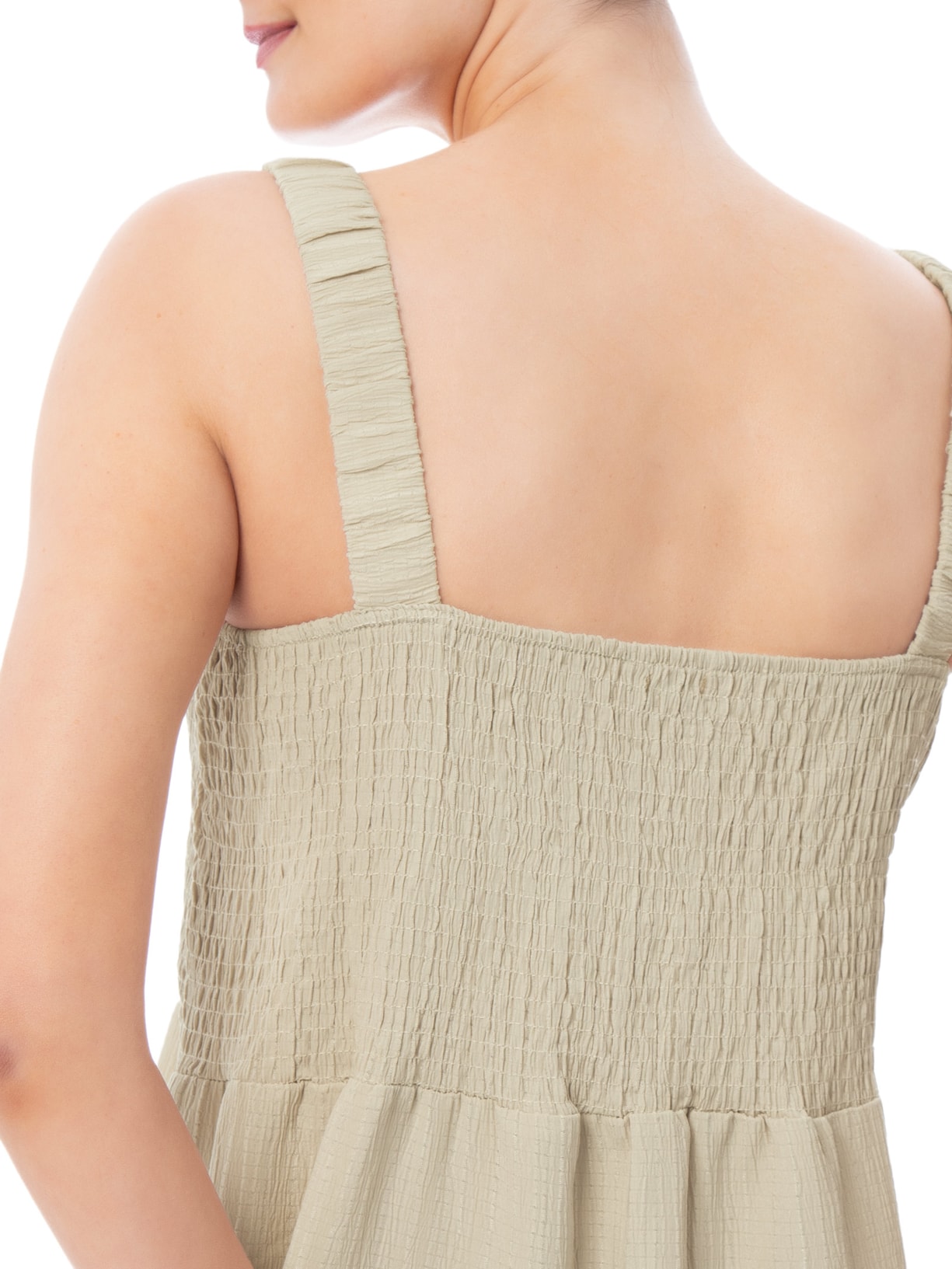 Vestido Marias Franzido Bege Basiq
