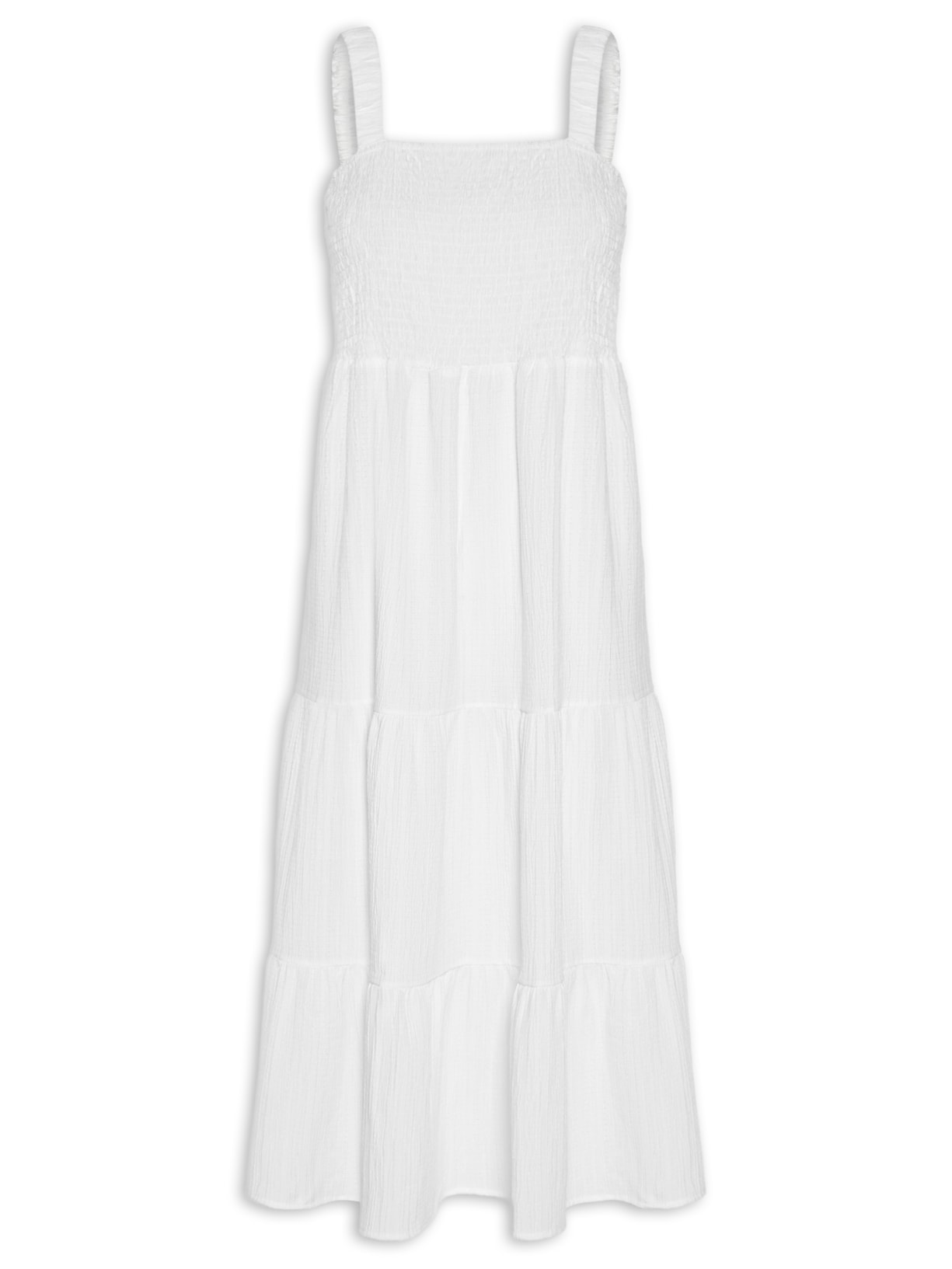 Vestido Marias Franzido Branco Basiq