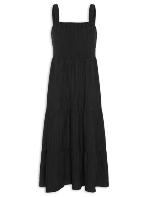 Vestido Marias Franzido - Preto