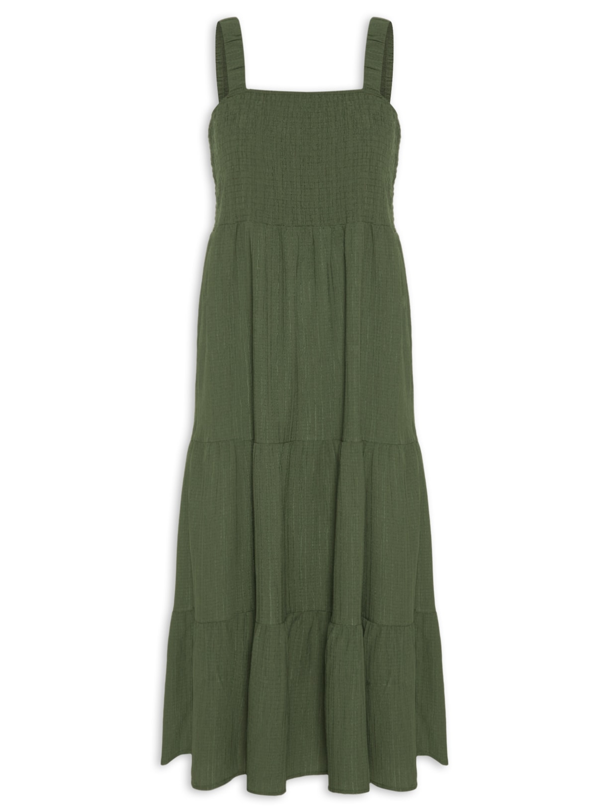Vestido Marias Franzido Verde Basiq