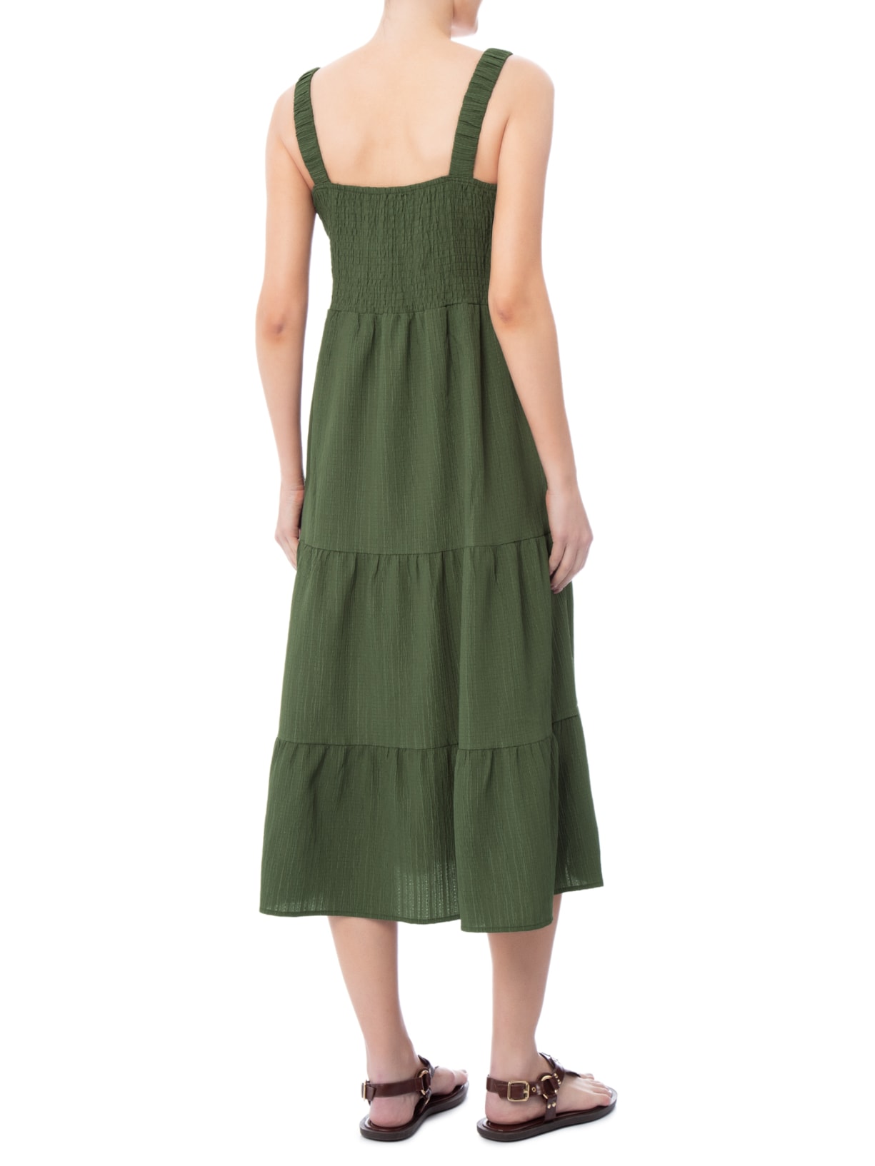 Vestido Marias Franzido Verde Basiq