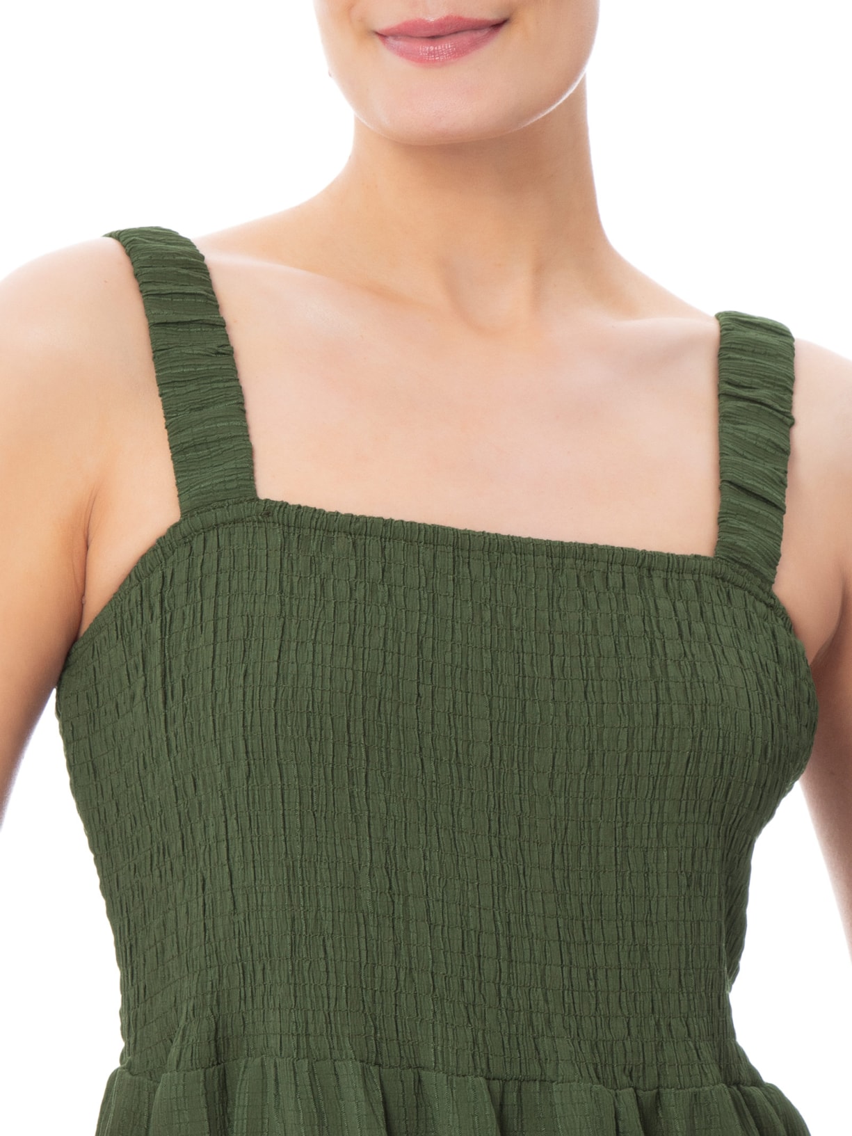 Vestido Marias Franzido Verde Basiq