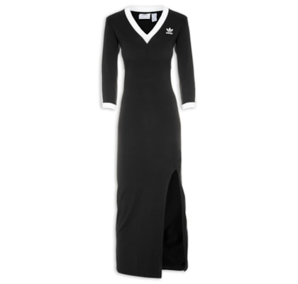 Vestido Maxi Com Fenda - Preto