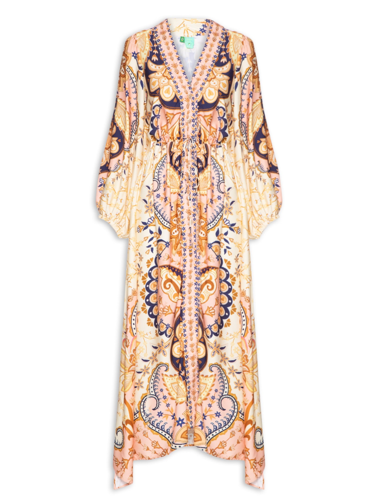 Vestido Maxi Kimono Beleza Boho - Amarelo