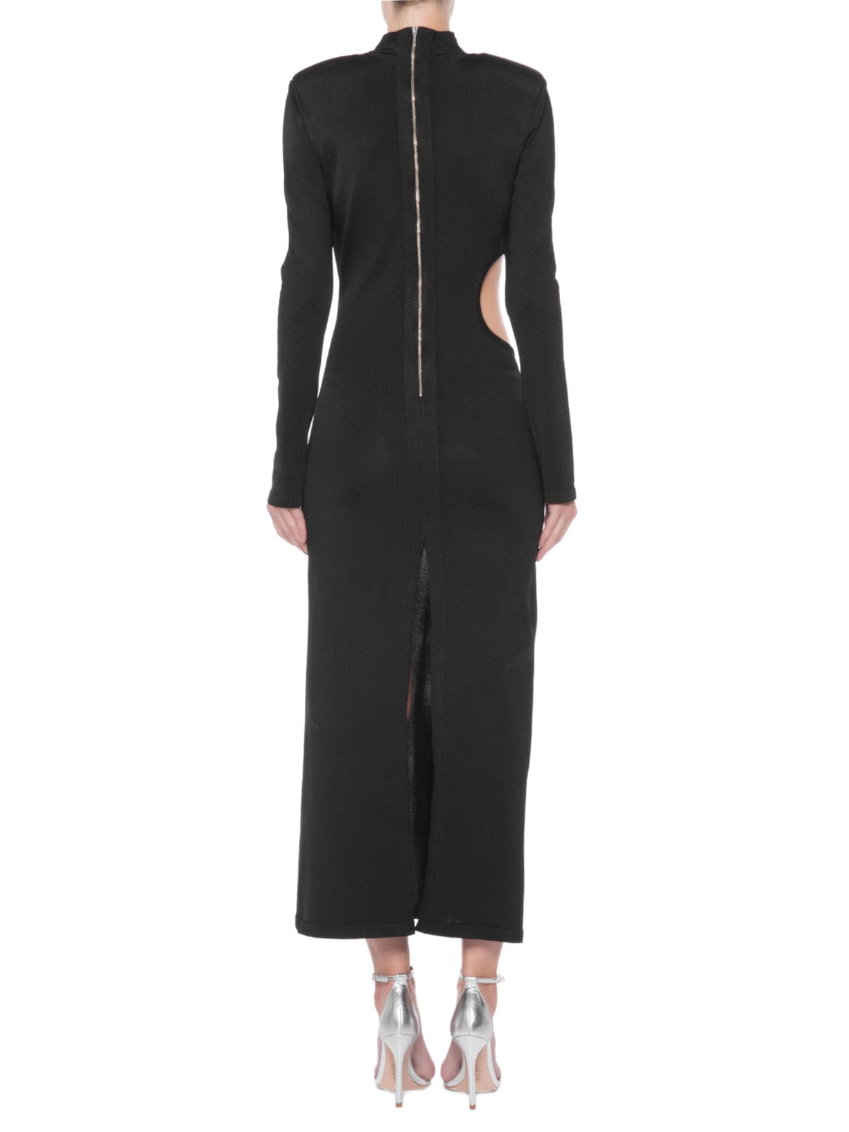 Vestido Maxi Midi Cuff Tricot Preto Skazi