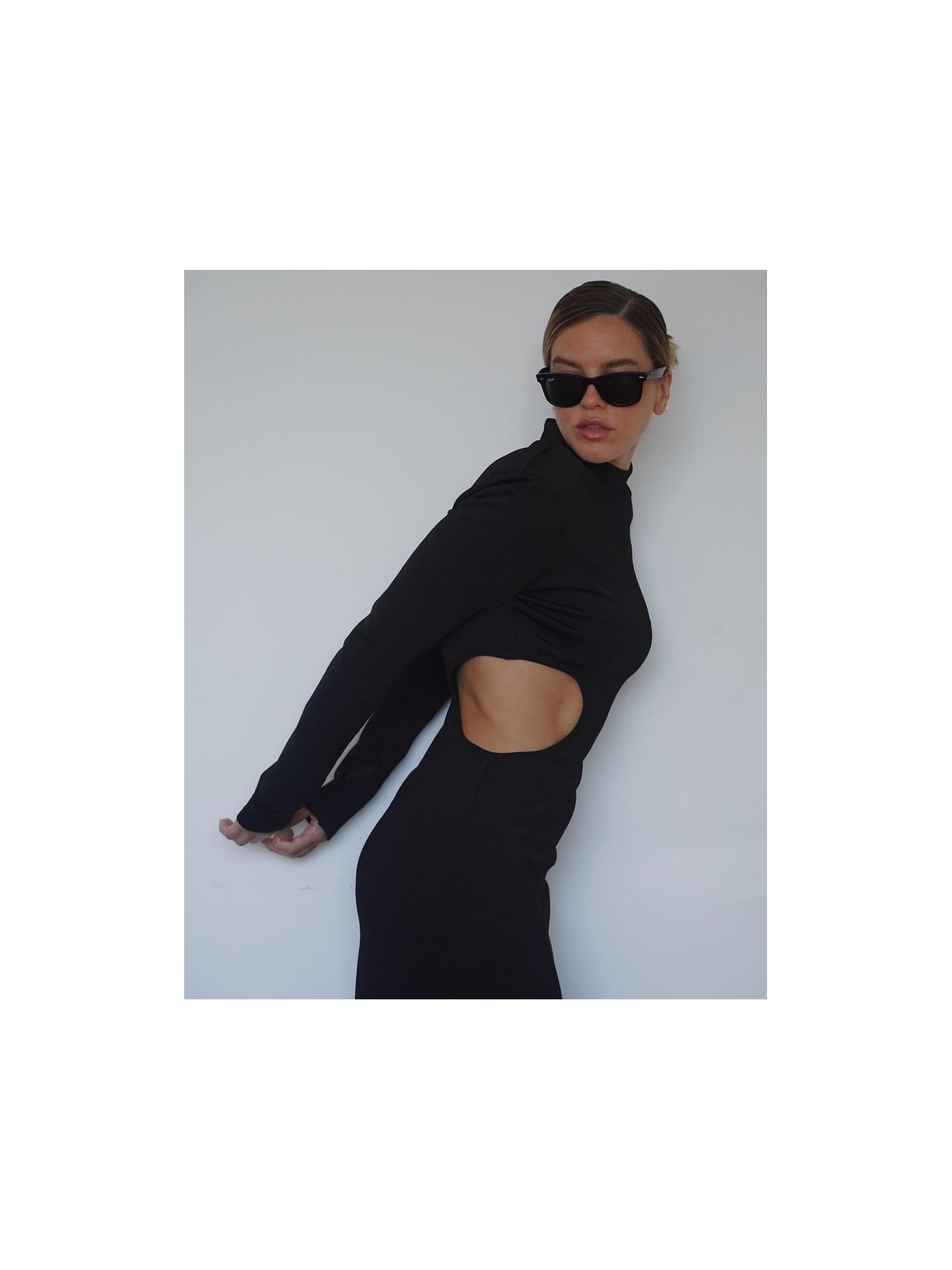 Vestido Maxi Midi Cuff Tricot Preto Skazi