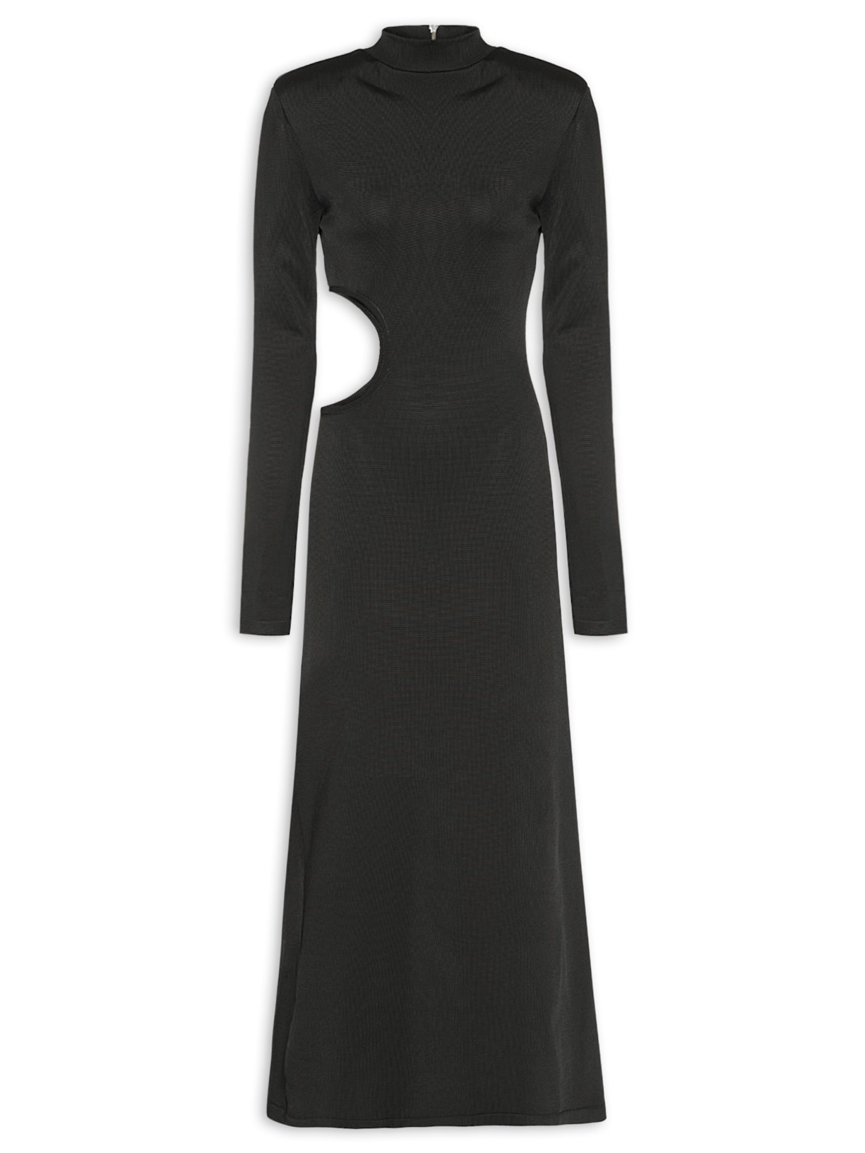 Vestido Maxi Midi Cuff Tricot - Preto